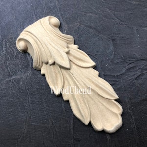 WoodUBend Leafy Corbel SET  WUB6075 / 6075- 4.93 x 1.97&quot; - Bendable when Heated Furniture Trim/Onlay/Applique/DIY/Upcycling/Mould/Molding