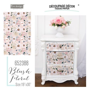 BLUSH FLORAL ~ Decorative Decoupage Tissue Paper ~ Redesign with Prima ~ Furniture Art DIY / Upcycling / Chalk Painting / Flat Rate Shipping