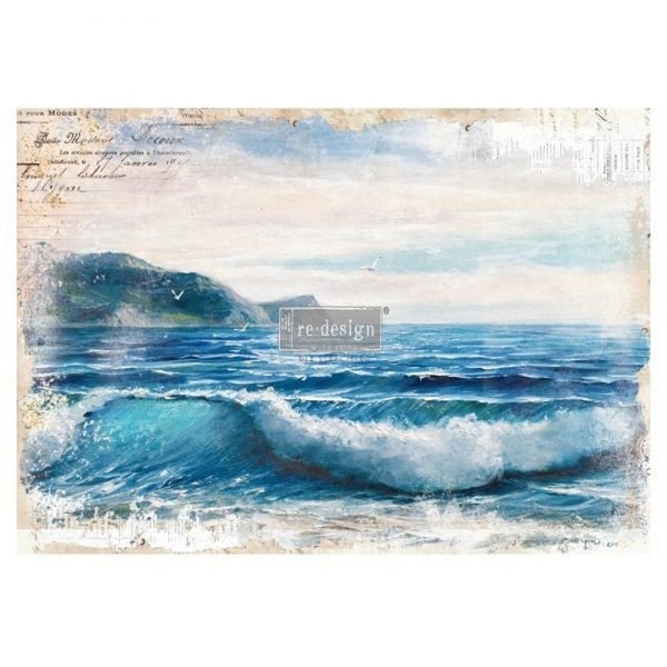 BLUE WAVE~ Redesign with Prima Rub On Decor Transfer!~Furniture DIY / Upcycling / Chalk Painting! Flat Rate Shipping!