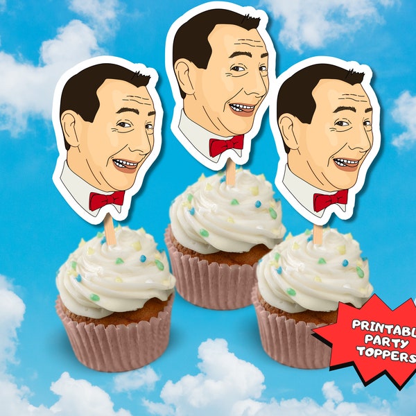 Pee Wee | Printable Cupcake Toppers | Digital Download | Pee Wee Herman I Paul Reubens | Peewee