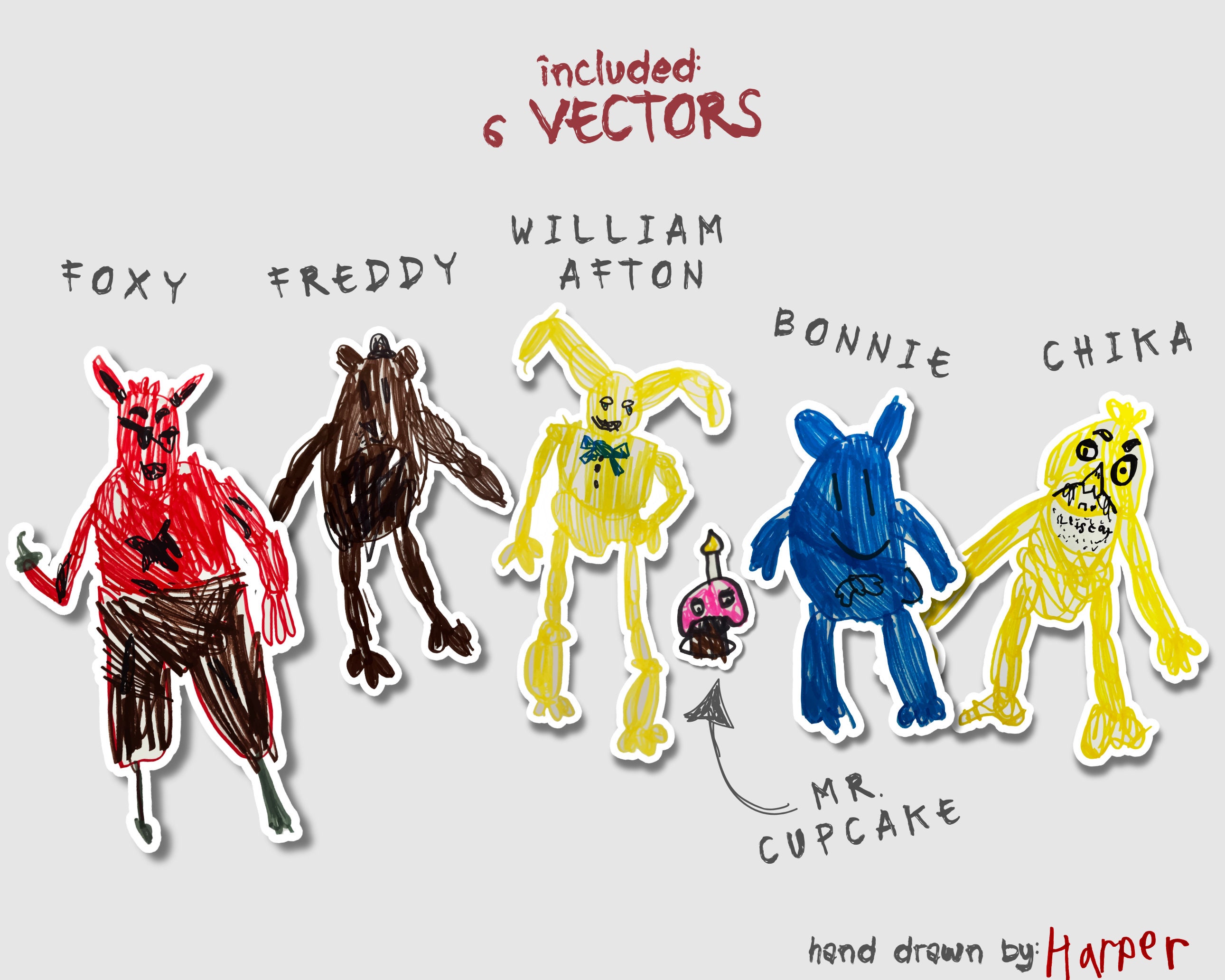 Five Nights at Freddys Pngs Printable FNAF Vectors Digital Download ...