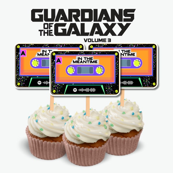 GOTG3 Cupcake Toppers with Spotify Code | Instant Download Cupcake Toppers | Gaurdians