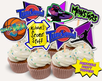 Space Jam Printable Party Space Jam Cupcake Toppers - Etsy