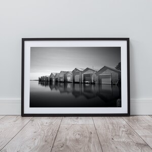 Instant download, Port Rowan Boat houses, Ontario, Landscape, Black and White, Printable, Photography, Canada, Art Prints