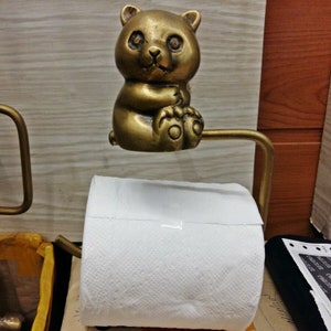 Porta carta velina Orso Panda Figurine Ottone Vintage WC da parete Bagno