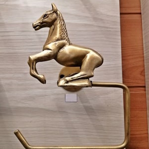 Porta carta igienica grande cavallo figurina vintage parete toilette ottone appendere decorazione per la casa