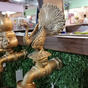 Faucet Water Brass Peacock Vintage Garden Tap Spigot Home Yard Decor Outdoor 画像 2