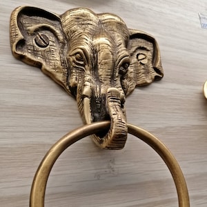 Elephant Figurine Brass Drawer Handle Pulls Knobs Door Cabinets Hardware Vintage