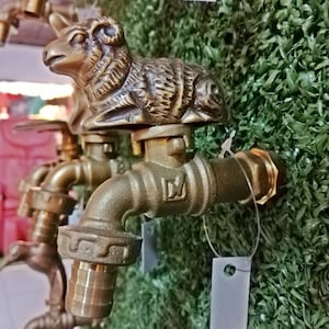 Faucet Water Garden Yard Vintage Brass Tap Sheep Spigot Home Decor Outdoor Living