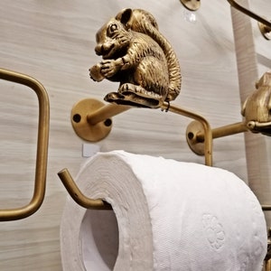 Porta rotolo di carta velina Scoiattolo in ottone vintage figurina appesa decorazione per la casa