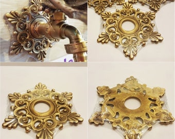 Faucet Vintage Brass Garden Base Thai Flower Pattern Water Tap  Home Decor Outdoor