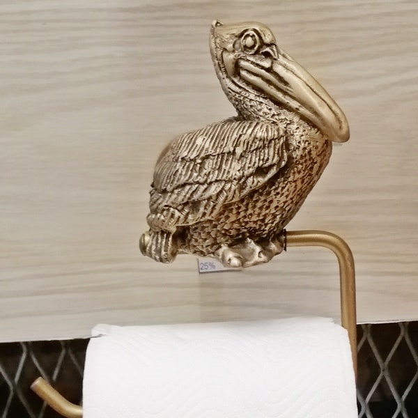 Openbill Bird Figurine Hanging Wall Brass Vintage Toilet Paper Holder  Mounted