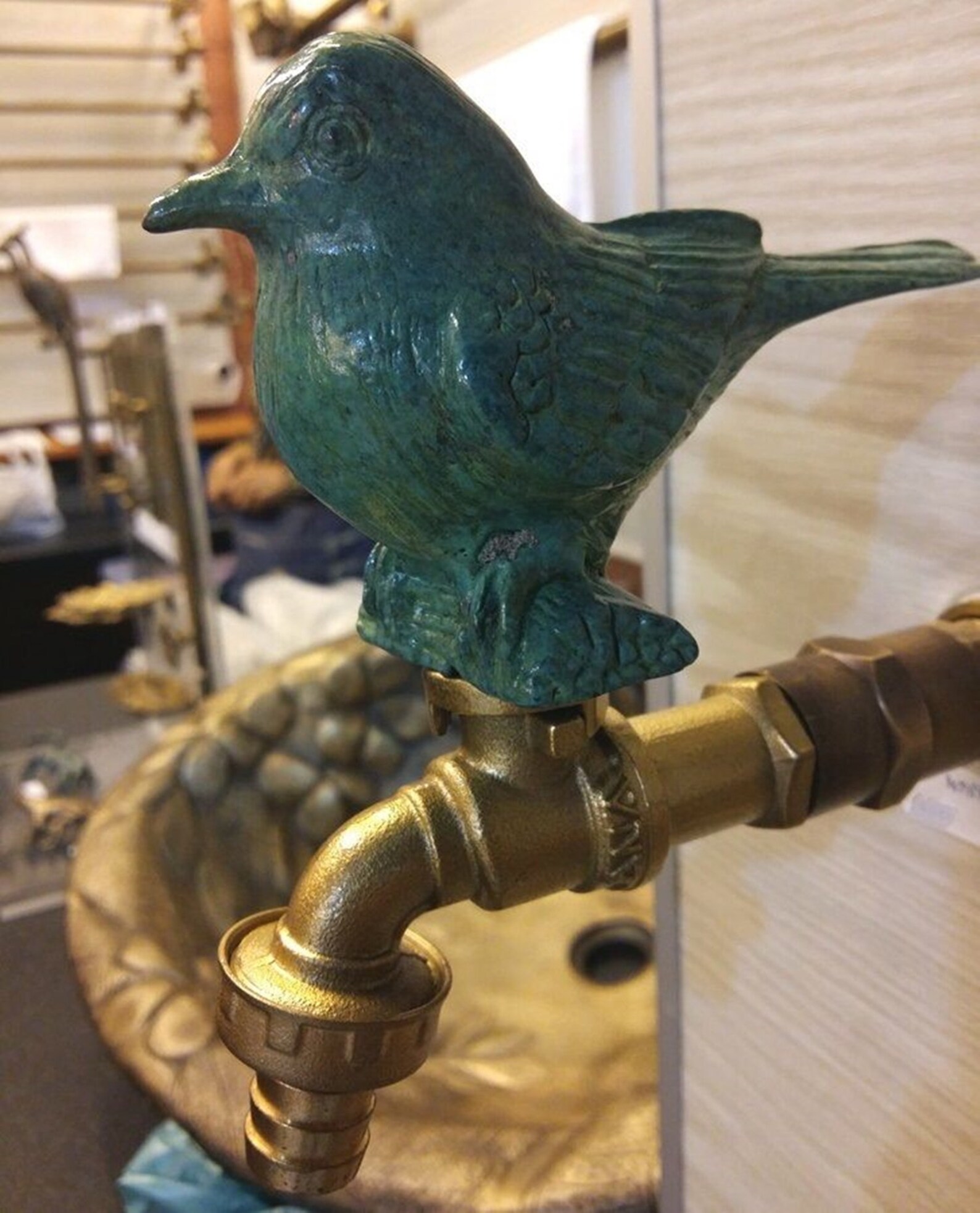 Bird Green Faucet Water Brass Vintage Spigot 1/2 Garden Lawn Home