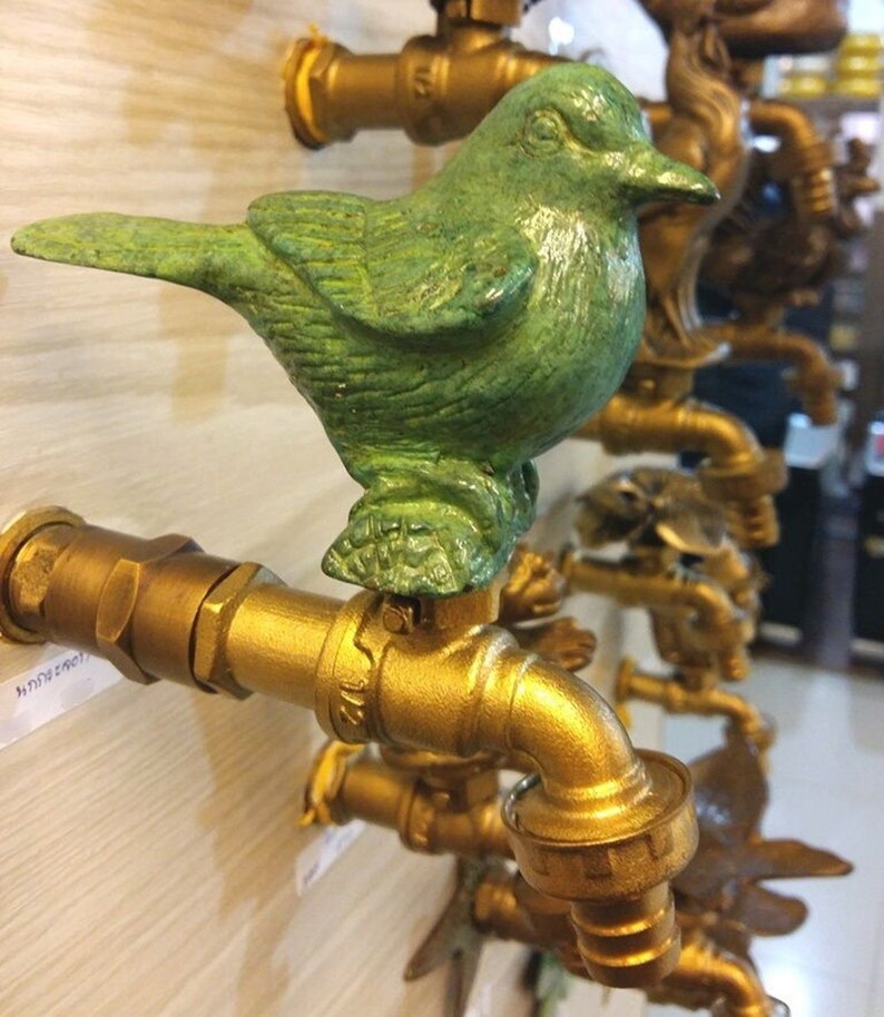 Bird Green Faucet Water Brass Vintage Spigot 1/2 Garden Lawn Home