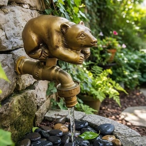 Wasserhahn Messing Bär Vintage Garten Rasen Zapfen 1/2 "Tape Water Home Sense Terrasse Kunst