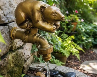 Faucet Brass Bear Vintage Garden Lawn Spigot  1/2" Tap Water Home Sense Patio Art