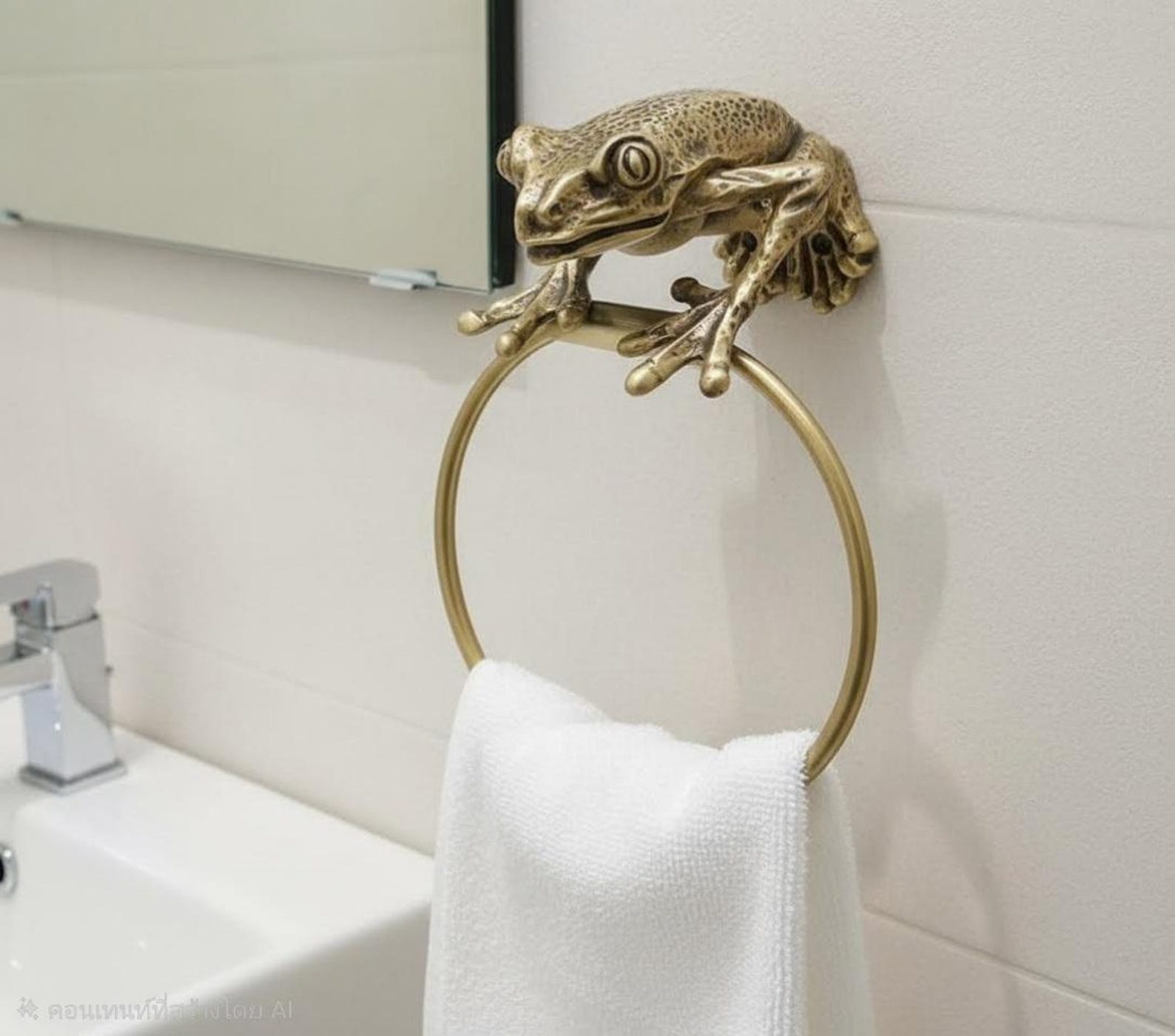 Brass Frog Towel Ring, Vintage Tree Frog Towel Holder, Antique Brass ...