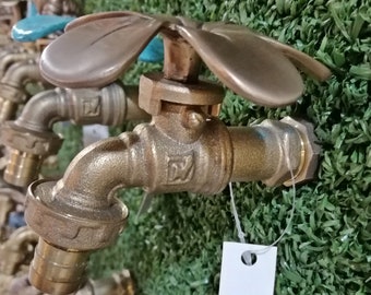 Tap Brass Garden Plumeria Vintage Spigot Faucet  Water Decor Home Yard Outdoor