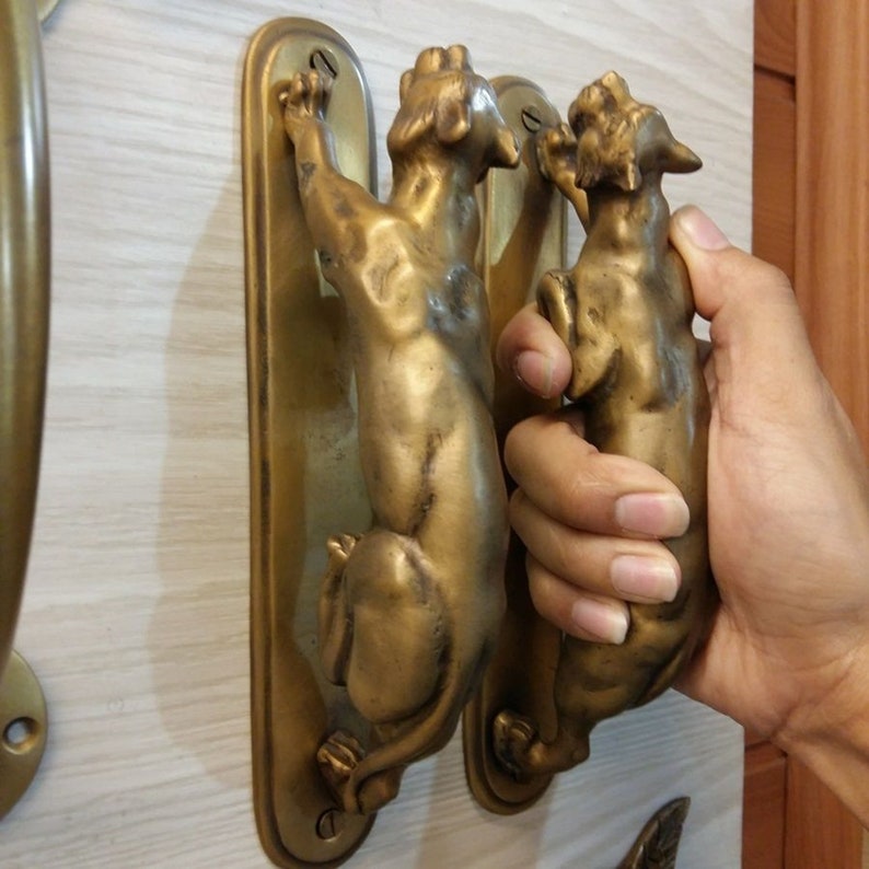 Pull Hand Entry Tiger Brass Vintage Home Decor Living Door Handle image 2