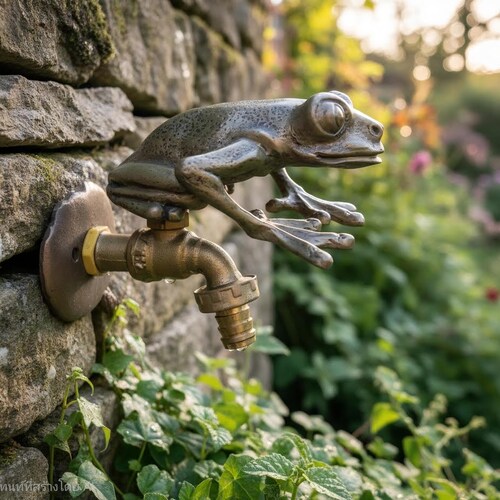 Grifo de latón con forma de rana, grifo de jardín vintage con forma de rana arborícola, grifo exterior decorativo con forma de rana de ojos grandes, grifo de manguera de agua de latón antiguo, regalo para amantes de las ranas.