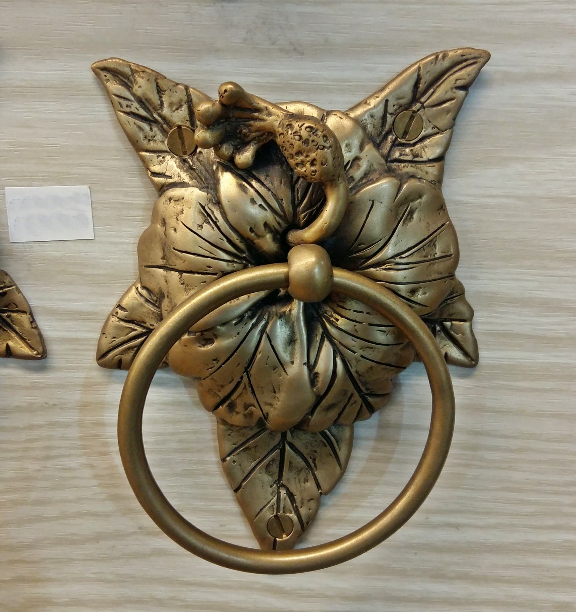 2x Drawer Handles Pull Ring Brass Hardware Hibiscus Etsy