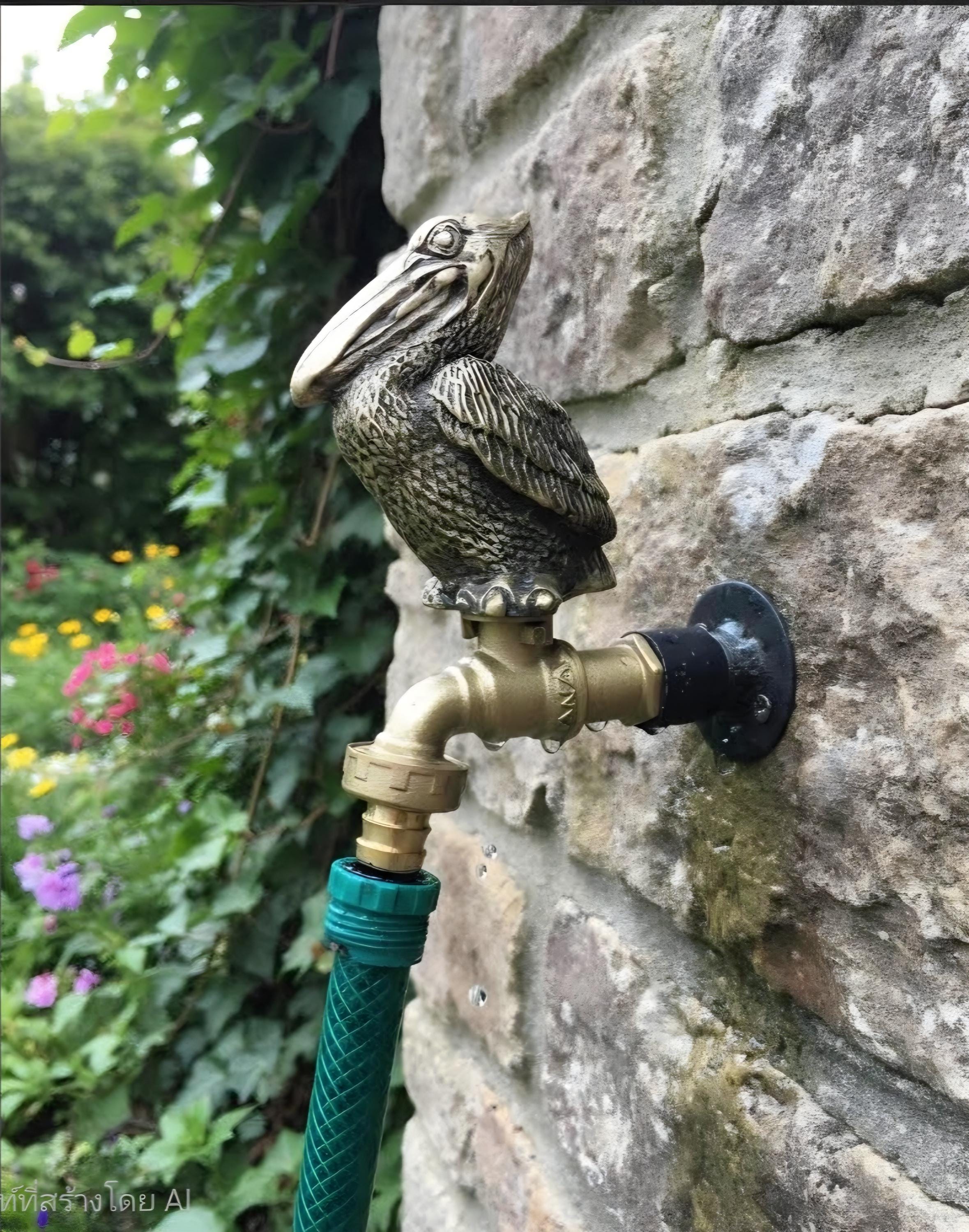 Faucet Water Brass Openbill Stork Bird Garden Spigot Vintage 1/2