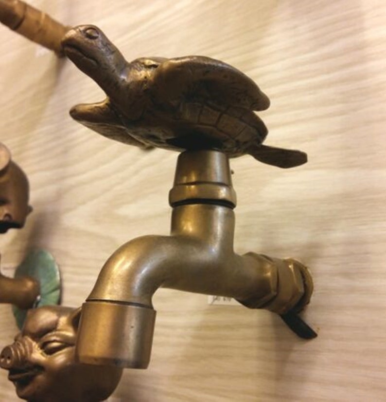 Faucet Water Brass Turtle Vintage Handle Spigot Sink Kitchen Etsy