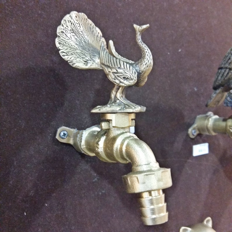 Faucet Water Brass Peacock Vintage Garden Tap Spigot Home Yard Decor Outdoor 画像 10