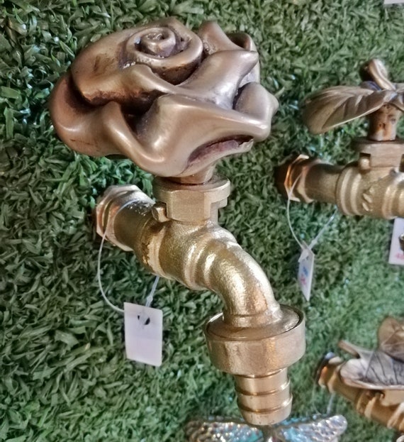 Faucet Water Big Rose Flower Spigot Brass Garden Tap Vintage Etsy