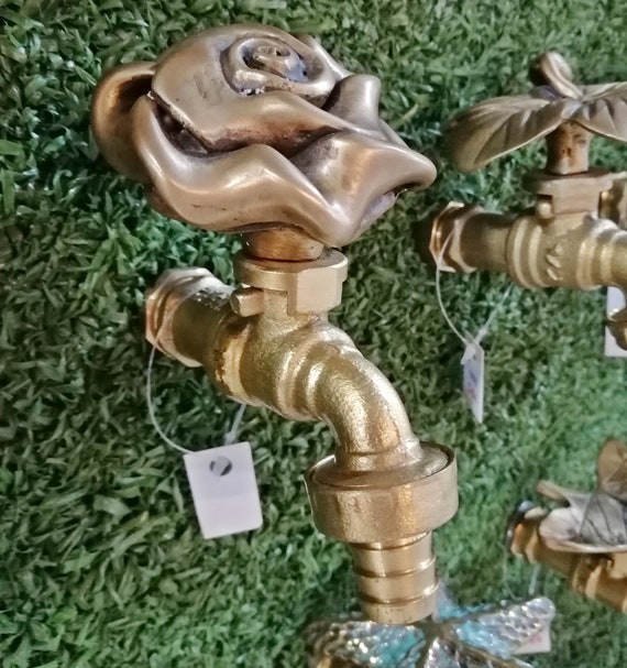 Faucet Water Big Rose Flower Spigot Brass Garden Tap Vintage Etsy