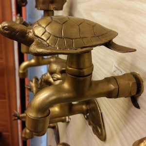 Faucet Water Brass Turtle  Vintage Handle Spigot Sink Kitchen Decor Wash Bowl