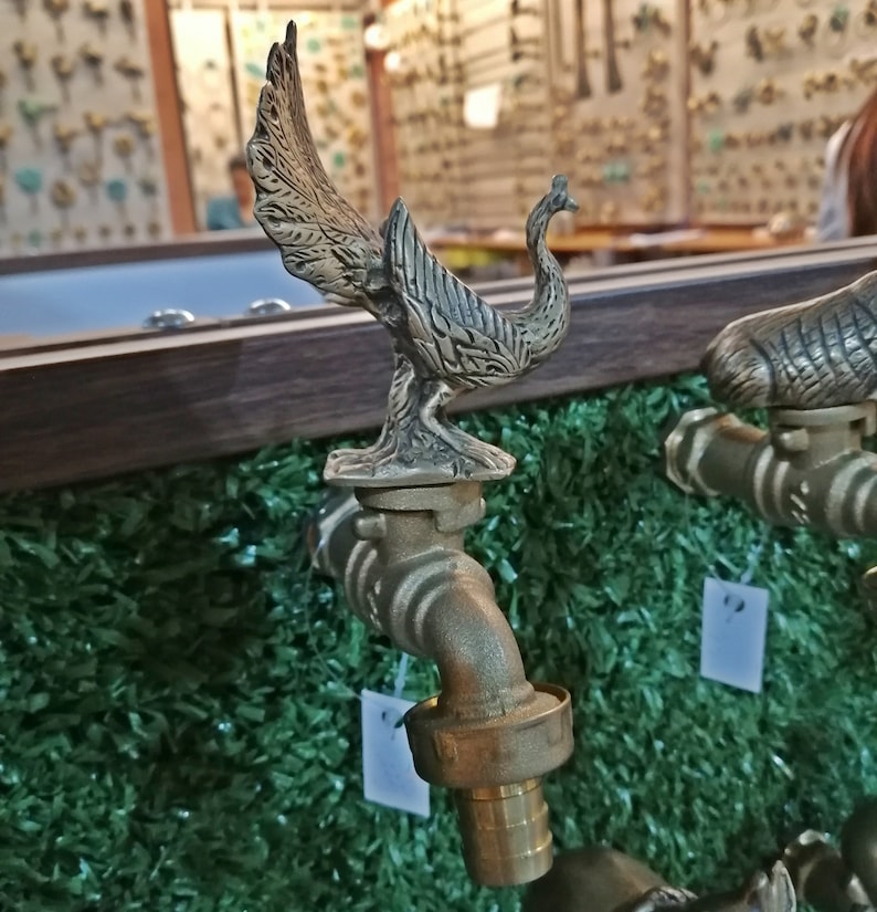 Faucet Water Brass Peacock Vintage Garden Tap Spigot Home Yard Decor Outdoor 画像 7