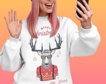 unisex X-Mas Sweater "Merry Christmas my Deer", funny sweater, ugly sweater, Christmas, unisex, Sweatshirts