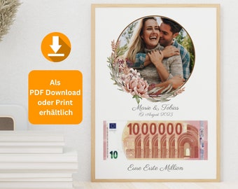 Hochzeitsgeschenk Eure Erste Million / Digitaler Download / Geldgeschenk / personalisiert