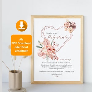 Regalo para Padrino o Madrina, Bautizo, Bautismo, imprimible