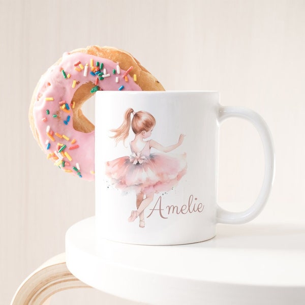 Ballerina Tasse mit Namen personalisiert, Keramit, Tänzerin, Mädchen, Ballett