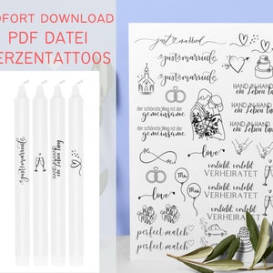 Kerzentattoos Hochzeit, Kerzensticker, PDF, Sofort Download