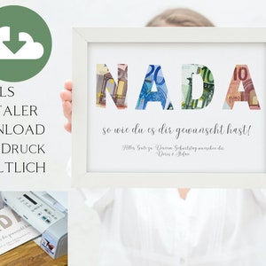 Geldcadeau "Nada" "Nix" "Nichts", thuis printen of laten bezorgen