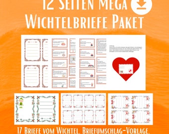12 Seiten MEGA Wichtelpost-Paket  zum selbst ausdrucken, PDF, Wichtel, Wichtelbriefe, Umschlag