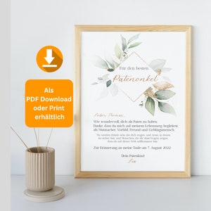 Regalo para Padrino o Madrina, Bautizo, Bautismo, imprimible