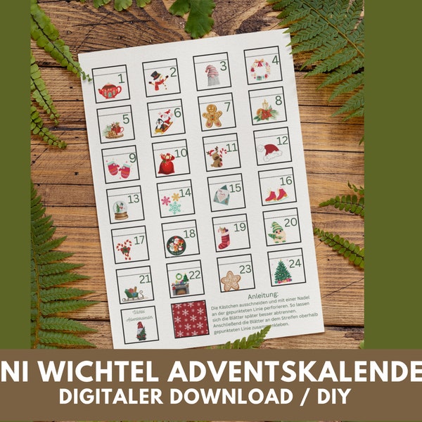 Mini Advendtskalender für Wichtel zum selbst ausdrucken, PDF, Wichtel, Wichteltüre