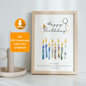money present "Birthday", custom with name, print at home or have it delivered