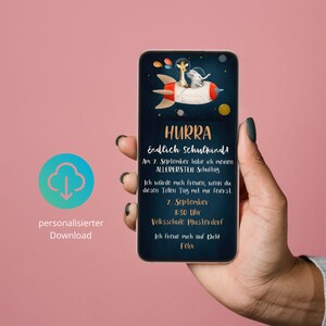 Personalisierte digitale Einladung zur Einschulung, Erster Schultag, Digital, WhatsApp