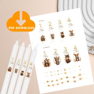 Kerzentattoos Advent, Kerzensticker, Adventskranz, Kerzenaufkleber, PDF, Sofort Download