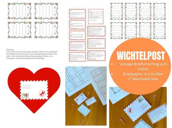DOWNLOAD: grosses Wichtelpost-Paket  zum selbst ausdrucken, PDF, Wichtel, Wichtelbriefe, Umschlag