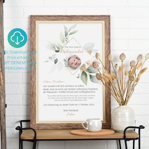 Regalo personalizado para padrino, madrina, con nombre y foto, bautizo