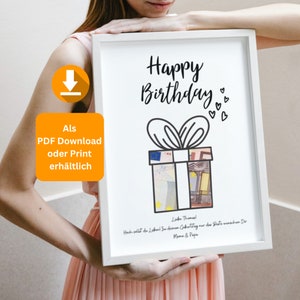 Geldgeschenk Geburtstag Paket  personalisierbar,mit Namen personalisert