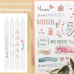 Kerzentattoos Muttertag, Kerzensticker, PDF, Sofort Download