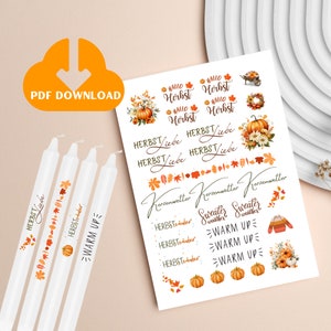 Kerzentattoos Herbstliebe, Kerzensticker, PDF, Sofort Download