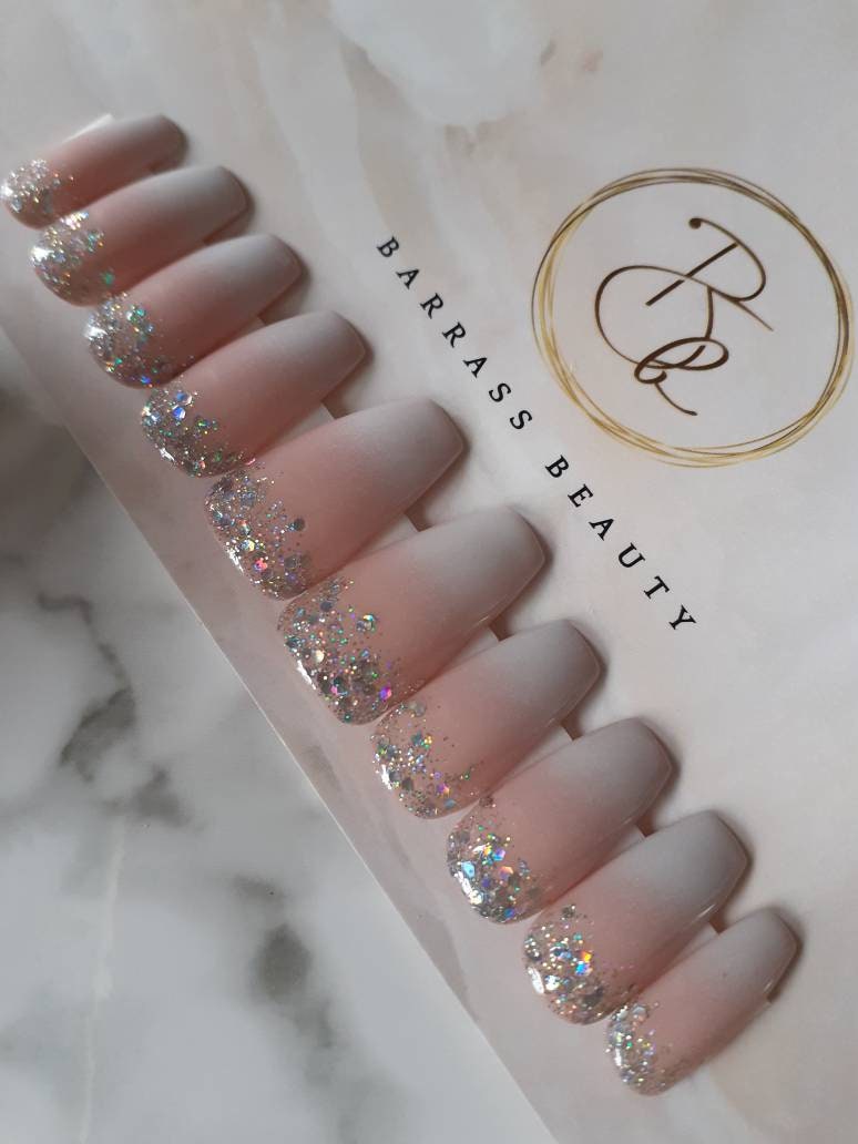 Get Ready to Sparkle Glitter Ombre Coffin Nails that will Dazzle You!